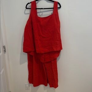 LC Lauren Conrad Bright Red Sleeveless Two-Piece Pantsuit